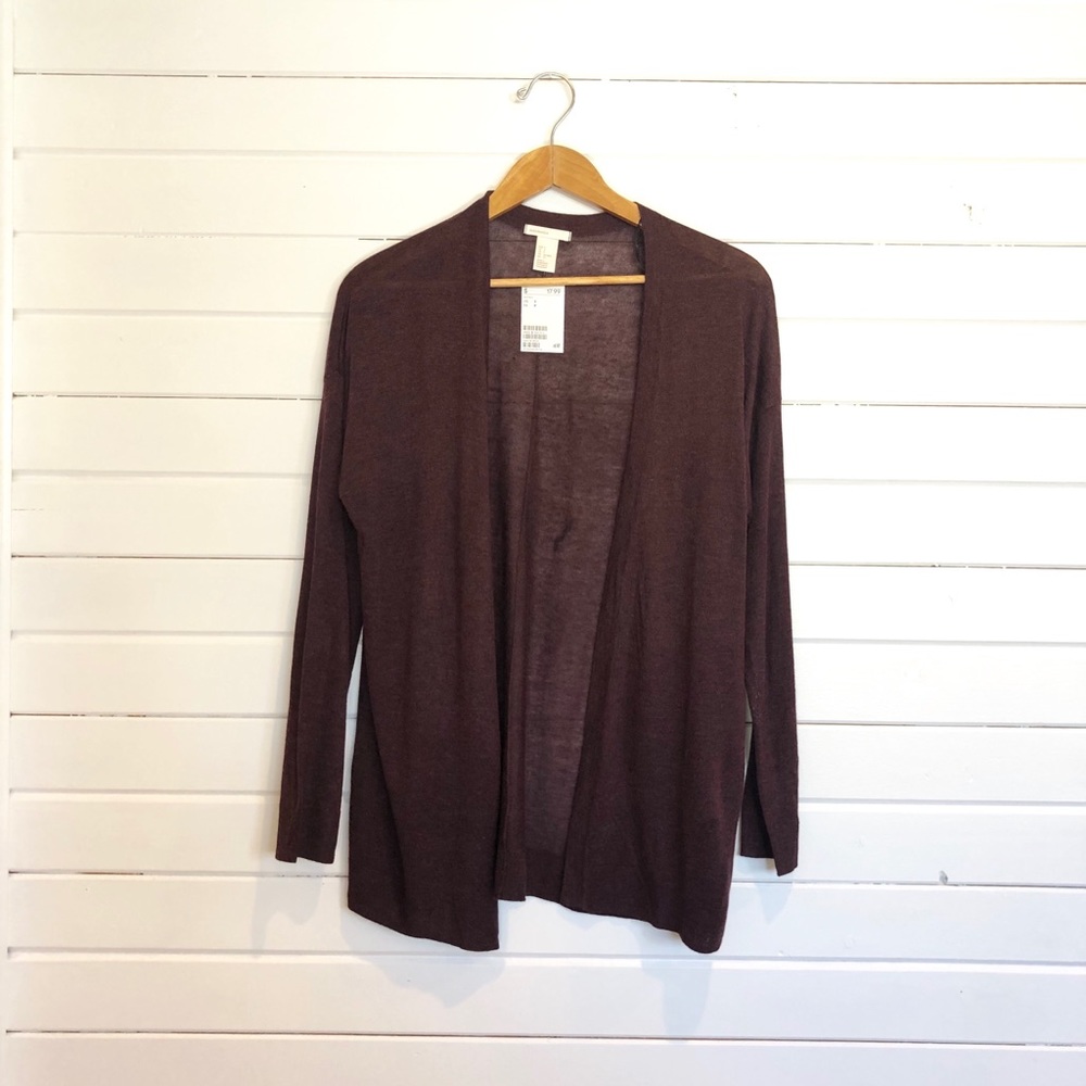 Burgundy open cardigan